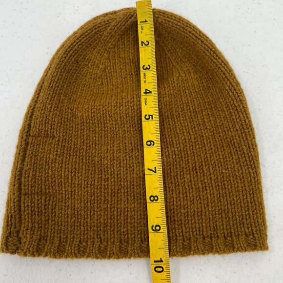 Zara Beanie M Medium 100% Wool Hat Brown Mustard Yellow Cozy Warm - Picture 7 of 9